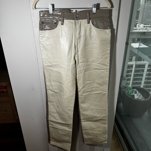 AGOLDE two tone panel leather straight leg pants - Picture 2 of 7